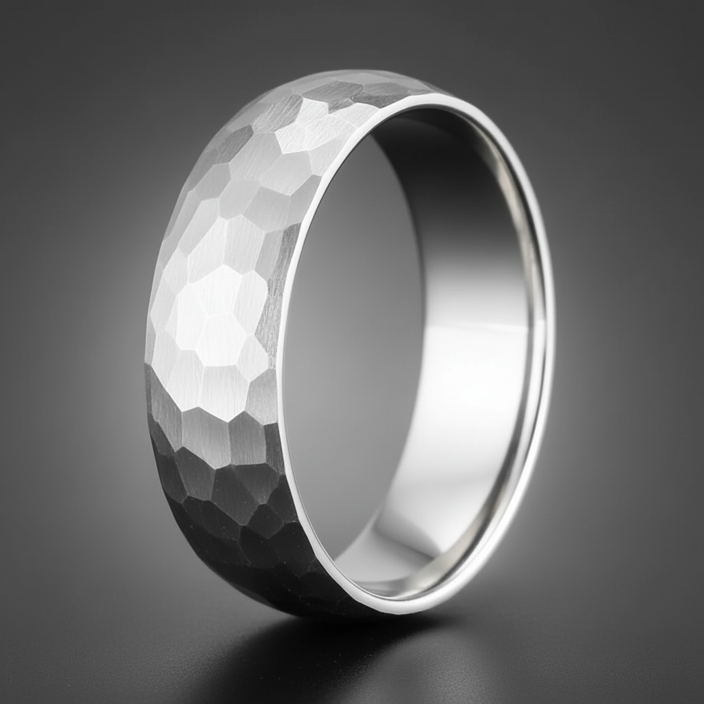 Hammered Brushed Titanium Ring