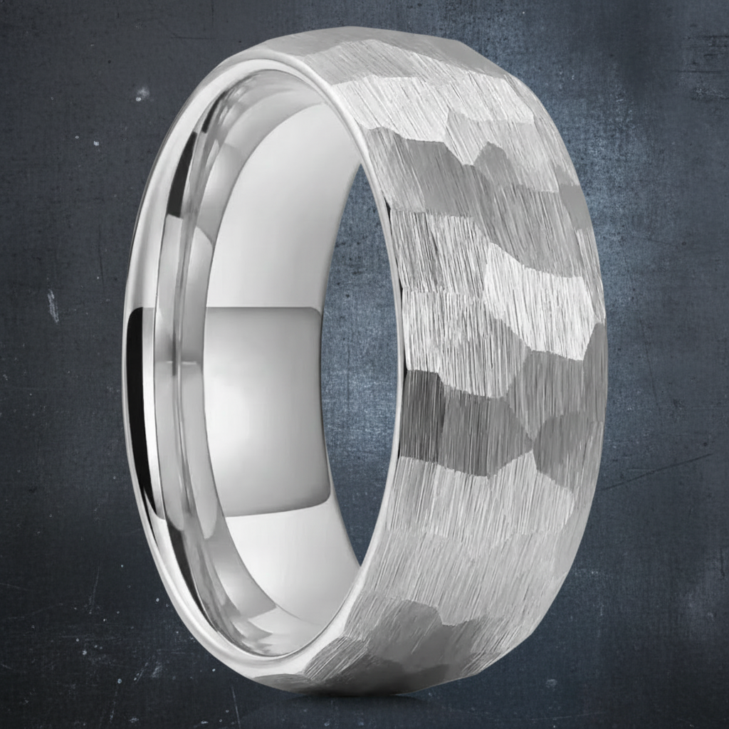 Hammered Brushed Titanium Ring
