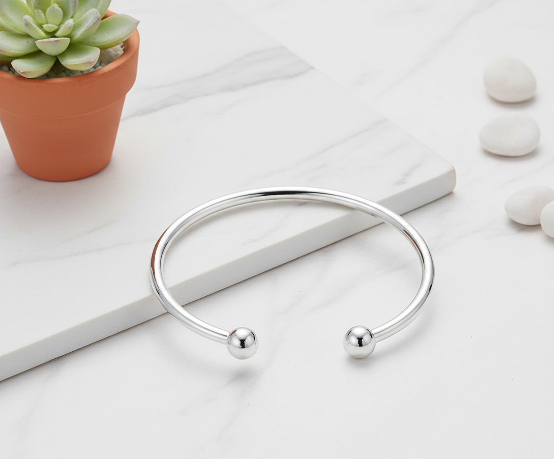 Open Bangle 925 Sterling Silver Bracelet